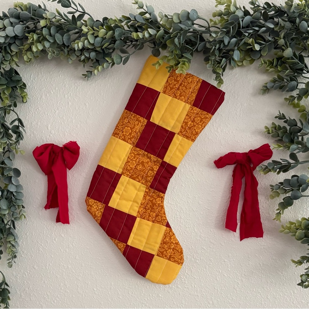 Festive Red and Yellow Holiday Stocking